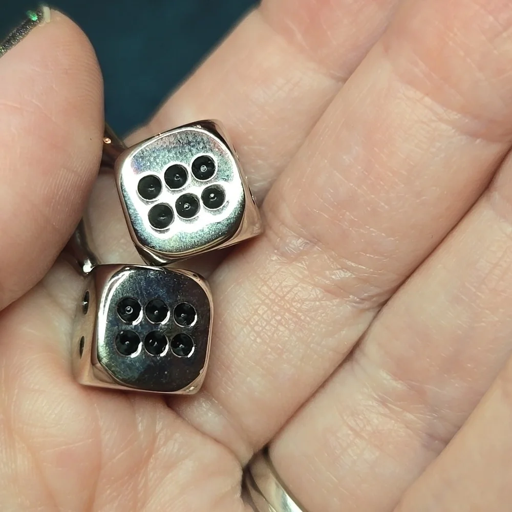 Silver and Black Modern Dice Stainless Steel Cuff Links Brand New